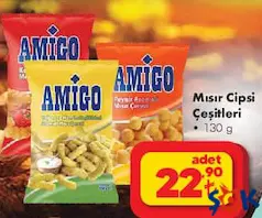 AMİGO MISIR CİPSİ ÇEŞİTLERİ 130 G fiyat ve kampanya bilgisi
